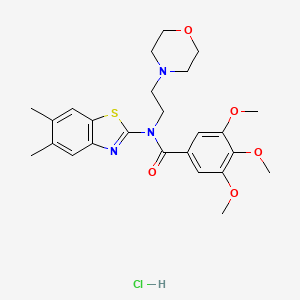 molecular formula C25H32ClN3O5S B2388492 N-(5,6-ジメチルベンゾ[d]チアゾール-2-イル)-3,4,5-トリメトキシ-N-(2-モルホリノエチル)ベンズアミド塩酸塩 CAS No. 1216571-85-5