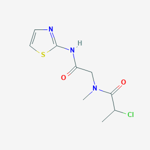 molecular formula C9H12ClN3O2S B2388496 2-Chloro-N-methyl-N-[2-oxo-2-(1,3-thiazol-2-ylamino)ethyl]propanamide CAS No. 2411227-23-9