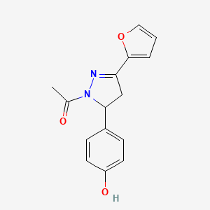 molecular formula C15H14N2O3 B2388504 1-(3-(furan-2-yl)-5-(4-hydroxyphenyl)-4,5-dihydro-1H-pyrazol-1-yl)ethanone CAS No. 1394682-76-8