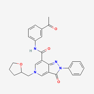molecular formula C26H24N4O4 B2388505 N-(3-acetylphenyl)-3-oxo-2-phenyl-5-((tetrahydrofuran-2-yl)methyl)-3,5-dihydro-2H-pyrazolo[4,3-c]pyridine-7-carboxamide CAS No. 923180-17-0
