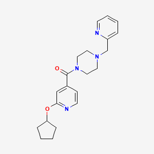 molecular formula C21H26N4O2 B2388511 (2-(Cyclopentyloxy)pyridin-4-yl)(4-(pyridin-2-ylmethyl)piperazin-1-yl)methanone CAS No. 2034272-38-1