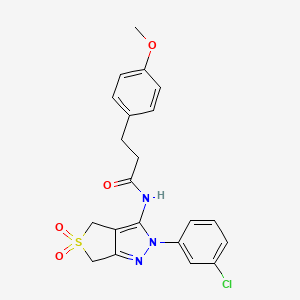 molecular formula C21H20ClN3O4S B2388512 N-(2-(3-chlorophenyl)-5,5-dioxido-4,6-dihydro-2H-thieno[3,4-c]pyrazol-3-yl)-3-(4-methoxyphenyl)propanamide CAS No. 893933-23-8