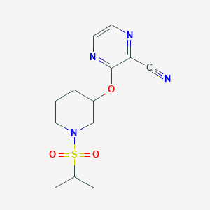 molecular formula C13H18N4O3S B2388516 3-((1-(异丙基磺酰基)哌啶-3-基)氧基)吡嗪-2-甲腈 CAS No. 2034231-37-1
