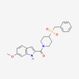 molecular formula C22H24N2O4S B2388517 (4-(benzylsulfonyl)piperidin-1-yl)(6-methoxy-1H-indol-2-yl)methanone CAS No. 2034467-33-7