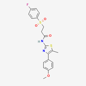 molecular formula C20H19FN2O4S2 B2388520 3-(4-氟苯磺酰基)-N-[4-(4-甲氧基苯基)-5-甲基-1,3-噻唑-2-基]丙酰胺 CAS No. 895479-17-1