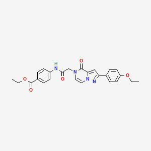 molecular formula C25H24N4O5 B2388527 ethyl 4-({[2-(4-ethoxyphenyl)-4-oxopyrazolo[1,5-a]pyrazin-5(4H)-yl]acetyl}amino)benzoate CAS No. 941981-23-3