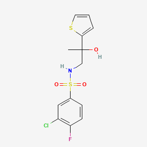 molecular formula C13H13ClFNO3S2 B2388529 3-氯-4-氟-N-(2-羟基-2-(噻吩-2-基)丙基)苯磺酰胺 CAS No. 1351618-33-1