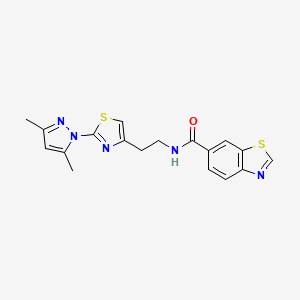 molecular formula C18H17N5OS2 B2388532 N-(2-(2-(3,5-dimethyl-1H-pyrazol-1-yl)thiazol-4-yl)ethyl)benzo[d]thiazole-6-carboxamide CAS No. 1421494-86-1