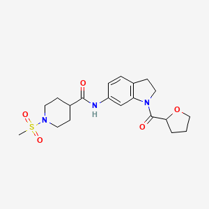molecular formula C20H27N3O5S B2388533 1-(methylsulfonyl)-N-(1-(tetrahydrofuran-2-carbonyl)indolin-6-yl)piperidine-4-carboxamide CAS No. 1058202-75-7