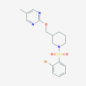 molecular formula C17H20BrN3O3S B2388537 2-[[1-(2-Bromophenyl)sulfonylpiperidin-3-yl]methoxy]-5-methylpyrimidine CAS No. 2379985-34-7