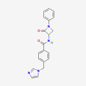 molecular formula C20H18N4O2 B2388545 4-(Imidazol-1-ylmethyl)-N-(2-oxo-1-phenylazetidin-3-yl)benzamide CAS No. 2224114-34-3