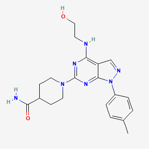 molecular formula C20H25N7O2 B2388549 1-(4-((2-hydroxyethyl)amino)-1-(p-tolyl)-1H-pyrazolo[3,4-d]pyrimidin-6-yl)piperidine-4-carboxamide CAS No. 1207045-64-4