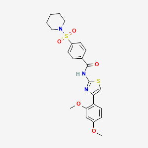 molecular formula C23H25N3O5S2 B2388588 N-(4-(2,4-dimethoxyphenyl)thiazol-2-yl)-4-(piperidin-1-ylsulfonyl)benzamide CAS No. 361481-76-7