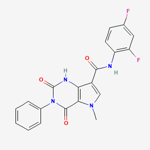molecular formula C20H14F2N4O3 B2388605 N-(2,4-difluorophenyl)-5-methyl-2,4-dioxo-3-phenyl-2,3,4,5-tetrahydro-1H-pyrrolo[3,2-d]pyrimidine-7-carboxamide CAS No. 921573-08-2