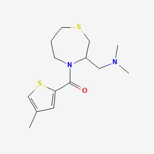 molecular formula C14H22N2OS2 B2388607 (3-((Dimethylamino)methyl)-1,4-thiazepan-4-yl)(4-methylthiophen-2-yl)methanone CAS No. 1448132-77-1