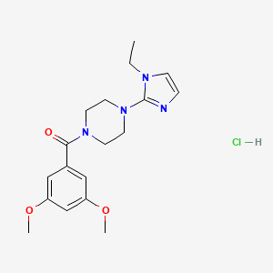 molecular formula C18H25ClN4O3 B2388633 (3,5-dimethoxyphenyl)(4-(1-ethyl-1H-imidazol-2-yl)piperazin-1-yl)methanone hydrochloride CAS No. 1331339-71-9