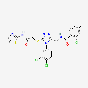 molecular formula C21H14Cl4N6O2S2 B2388641 2,4-二氯-N-((4-(3,4-二氯苯基)-5-((2-氧代-2-(噻唑-2-氨基)乙基)硫代)-4H-1,2,4-三唑-3-基)甲基)苯甲酰胺 CAS No. 391930-49-7