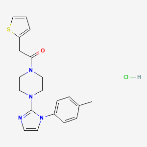 molecular formula C20H23ClN4OS B2388643 盐酸2-(噻吩-2-基)-1-(4-(1-(对甲苯基)-1H-咪唑-2-基)哌嗪-1-基)乙酮 CAS No. 1189855-59-1