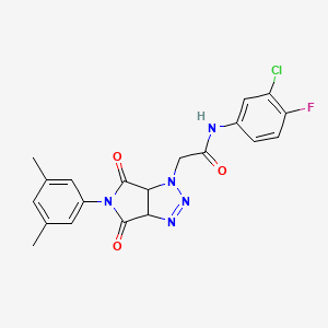 molecular formula C20H17ClFN5O3 B2388664 N-(3-chloro-4-fluorophenyl)-2-(5-(3,5-dimethylphenyl)-4,6-dioxo-4,5,6,6a-tetrahydropyrrolo[3,4-d][1,2,3]triazol-1(3aH)-yl)acetamide CAS No. 1052604-42-8