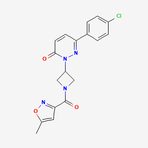 molecular formula C18H15ClN4O3 B2388680 6-(4-Chlorophenyl)-2-[1-(5-methyl-1,2-oxazole-3-carbonyl)azetidin-3-yl]pyridazin-3-one CAS No. 2380087-01-2