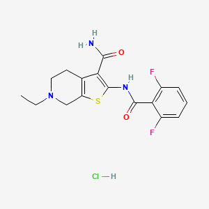 molecular formula C17H18ClF2N3O2S B2388689 2-(2,6-ジフルオロベンザミド)-6-エチル-4,5,6,7-テトラヒドロチエノ[2,3-c]ピリジン-3-カルボキサミド塩酸塩 CAS No. 1216587-45-9