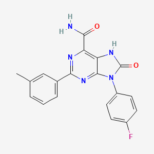 molecular formula C19H14FN5O2 B2388696 9-(4-氟苯基)-2-(3-甲基苯基)-8-氧代-7H-嘌呤-6-甲酰胺 CAS No. 869069-17-0