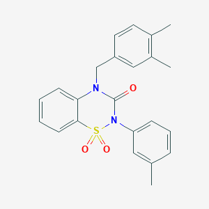 molecular formula C23H22N2O3S B2388698 4-(3,4-二甲基苄基)-2-(3-甲基苯基)-2H-1,2,4-苯并噻二嗪-3(4H)-酮 1,1-二氧化物 CAS No. 1029735-01-0