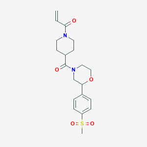 molecular formula C20H26N2O5S B2388702 1-[4-[2-(4-Methylsulfonylphenyl)morpholine-4-carbonyl]piperidin-1-yl]prop-2-en-1-one CAS No. 2361862-65-7