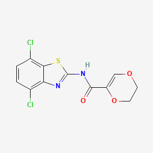 molecular formula C12H8Cl2N2O3S B2388707 N-(4,7-dichlorobenzo[d]thiazol-2-yl)-5,6-dihydro-1,4-dioxine-2-carboxamide CAS No. 862807-49-6