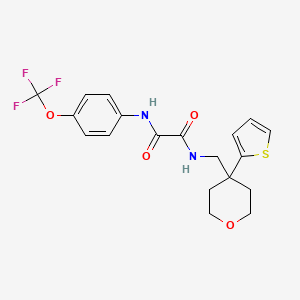 molecular formula C19H19F3N2O4S B2388712 N1-((4-(thiophen-2-yl)tetrahydro-2H-pyran-4-yl)methyl)-N2-(4-(trifluoromethoxy)phenyl)oxalamide CAS No. 1091445-39-4