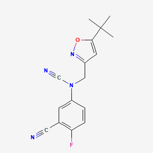 B2388713 (5-Tert-butyl-1,2-oxazol-3-yl)methyl-(3-cyano-4-fluorophenyl)cyanamide CAS No. 2411300-41-7