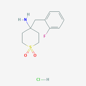 molecular formula C12H17ClFNO2S B2388717 4-Amino-4-[(2-fluorophenyl)methyl]-1Lambda(6)-thiane-1,1-dione hydrochloride CAS No. 1982072-10-5