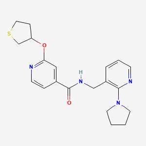 molecular formula C20H24N4O2S B2388723 N-((2-(pyrrolidin-1-yl)pyridin-3-yl)methyl)-2-((tetrahydrothiophen-3-yl)oxy)isonicotinamide CAS No. 2034361-80-1
