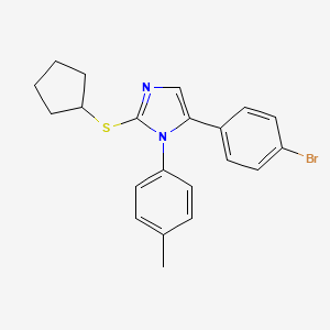 molecular formula C21H21BrN2S B2388728 5-(4-溴苯基)-2-(环戊硫基)-1-(对甲苯基)-1H-咪唑 CAS No. 1206996-44-2