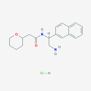 molecular formula C19H25ClN2O2 B2388731 N-(2-Amino-1-naphthalen-2-ylethyl)-2-(oxan-2-yl)acetamide;hydrochloride CAS No. 1829813-34-4