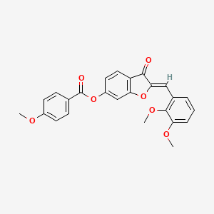 molecular formula C25H20O7 B2388739 (Z)-2-(2,3-dimethoxybenzylidene)-3-oxo-2,3-dihydrobenzofuran-6-yl 4-methoxybenzoate CAS No. 622364-66-3
