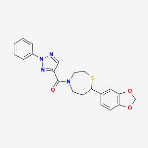 molecular formula C21H20N4O3S B2388743 (7-(benzo[d][1,3]dioxol-5-yl)-1,4-thiazepan-4-yl)(2-phenyl-2H-1,2,3-triazol-4-yl)methanone CAS No. 1706095-11-5
