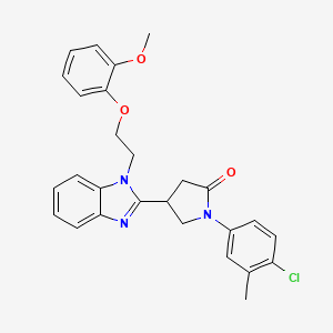 molecular formula C27H26ClN3O3 B2388745 1-(4-Chloro-3-methylphenyl)-4-[1-[2-(2-methoxyphenoxy)ethyl]benzimidazol-2-yl]pyrrolidin-2-one CAS No. 874637-41-9