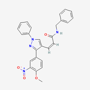 molecular formula C26H22N4O4 B2388756 (Z)-N-苄基-3-(3-(4-甲氧基-3-硝基苯基)-1-苯基-1H-吡唑-4-基)丙烯酰胺 CAS No. 1321935-63-0