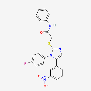 2-((1-(4-fluorophenyl)-5-(3-nitrophenyl)-1H-imidazol-2-yl)thio)-N-phenylacetamide