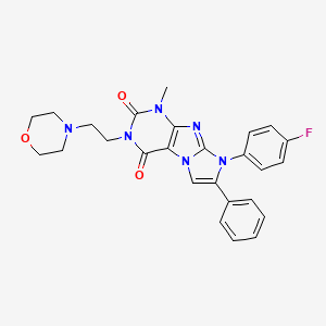 molecular formula C26H25FN6O3 B2388764 8-(4-fluorophenyl)-1-methyl-3-(2-morpholinoethyl)-7-phenyl-1H-imidazo[2,1-f]purine-2,4(3H,8H)-dione CAS No. 887213-83-4