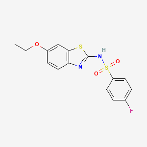 molecular formula C15H13FN2O3S2 B2388766 N-(6-ethoxy-1,3-benzothiazol-2-yl)-4-fluorobenzenesulfonamide CAS No. 495375-95-6