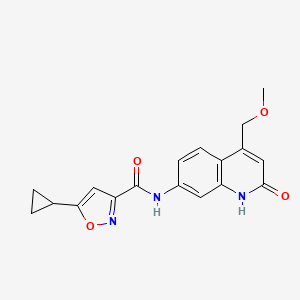 molecular formula C18H17N3O4 B2388767 5-cyclopropyl-N-(4-(methoxymethyl)-2-oxo-1,2-dihydroquinolin-7-yl)isoxazole-3-carboxamide CAS No. 1251574-79-4