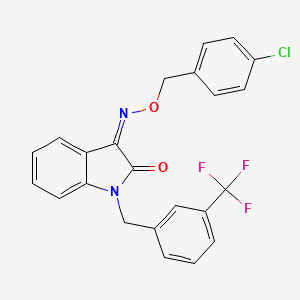 molecular formula C23H16ClF3N2O2 B2388769 (3Z)-3-{[(4-氯苯基)甲氧基]亚胺}-1-{[3-(三氟甲基)苯基]甲基}-2,3-二氢-1H-吲哚-2-酮 CAS No. 477853-36-4