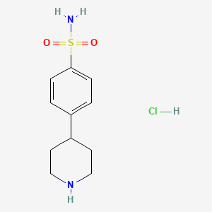molecular formula C11H17ClN2O2S B2388770 4-(Piperidin-4-yl)benzenesulfonamide hydrochloride CAS No. 2138571-44-3
