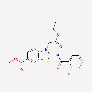 molecular formula C20H17BrN2O5S B2388776 (Z)-methyl 2-((2-bromobenzoyl)imino)-3-(2-ethoxy-2-oxoethyl)-2,3-dihydrobenzo[d]thiazole-6-carboxylate CAS No. 865246-93-1
