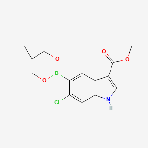 molecular formula C15H17BClNO4 B2388777 6-氯-5-(5,5-二甲基-1,3,2-二氧杂硼环丁烷-2-基)-1H-吲哚-3-羧酸甲酯 CAS No. 1467060-68-9