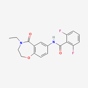 molecular formula C18H16F2N2O3 B2388778 N-(4-乙基-5-氧代-2,3,4,5-四氢苯并[f][1,4]恶二嗪-7-基)-2,6-二氟苯甲酰胺 CAS No. 921996-11-4