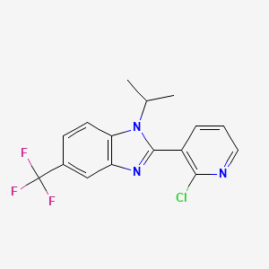 molecular formula C16H13ClF3N3 B2388796 2-(2-chloro-3-pyridinyl)-1-isopropyl-5-(trifluoromethyl)-1H-1,3-benzimidazole CAS No. 866143-10-4