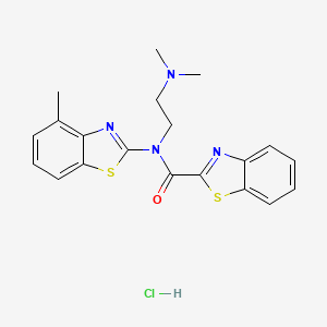 molecular formula C20H21ClN4OS2 B2388798 N-(2-(dimethylamino)ethyl)-N-(4-methylbenzo[d]thiazol-2-yl)benzo[d]thiazole-2-carboxamide hydrochloride CAS No. 1215575-21-5